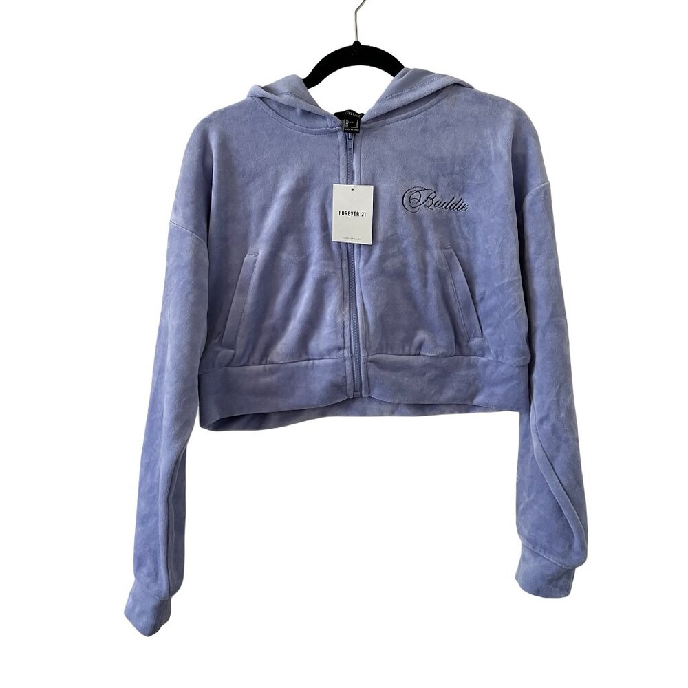 F21 Cropped Baddie Zipper Hoodie